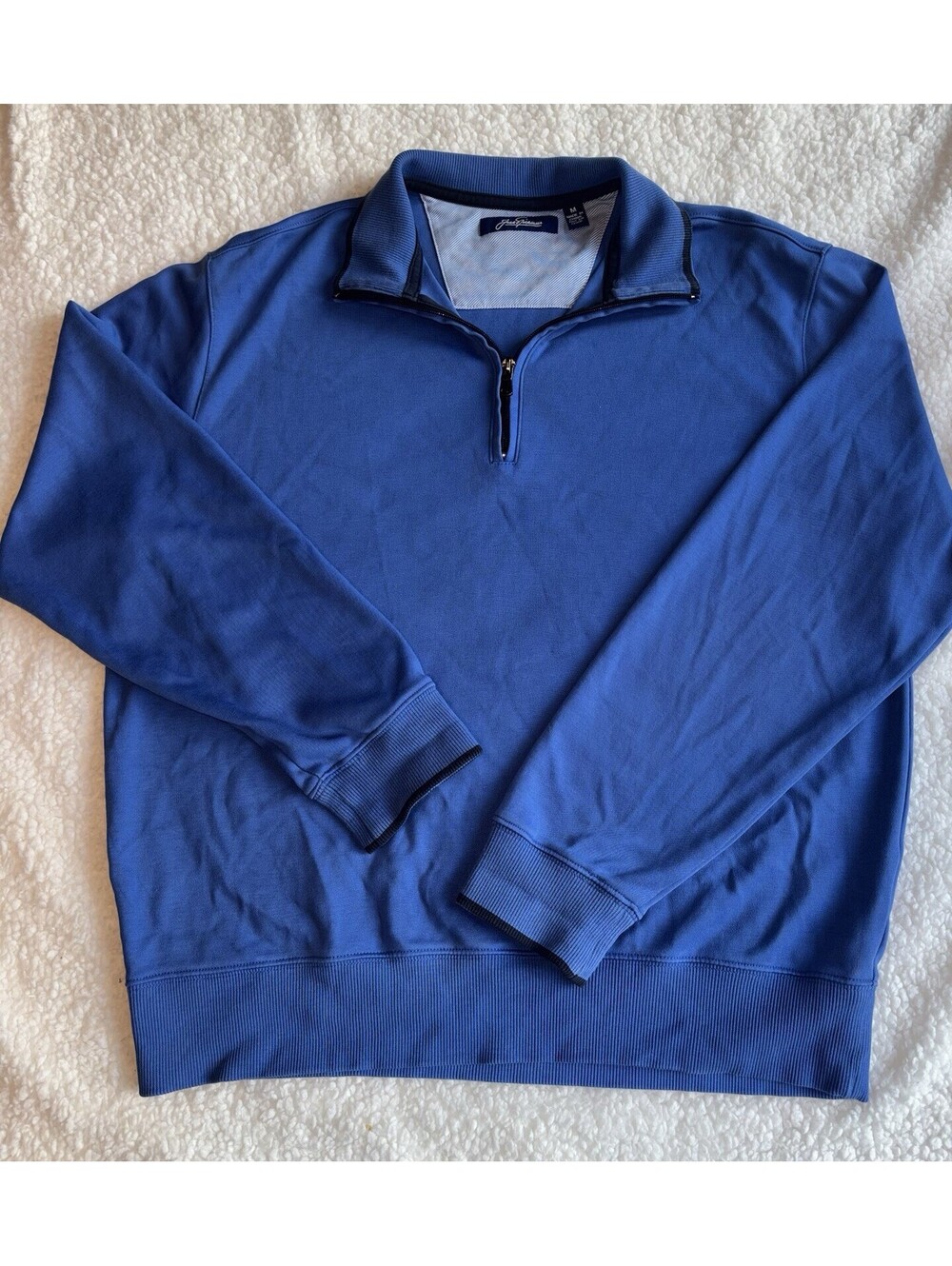 Jack Nicklaus Men's 100% Cotton Quarter Zip Pullover Sweater Blue Size M Golf
